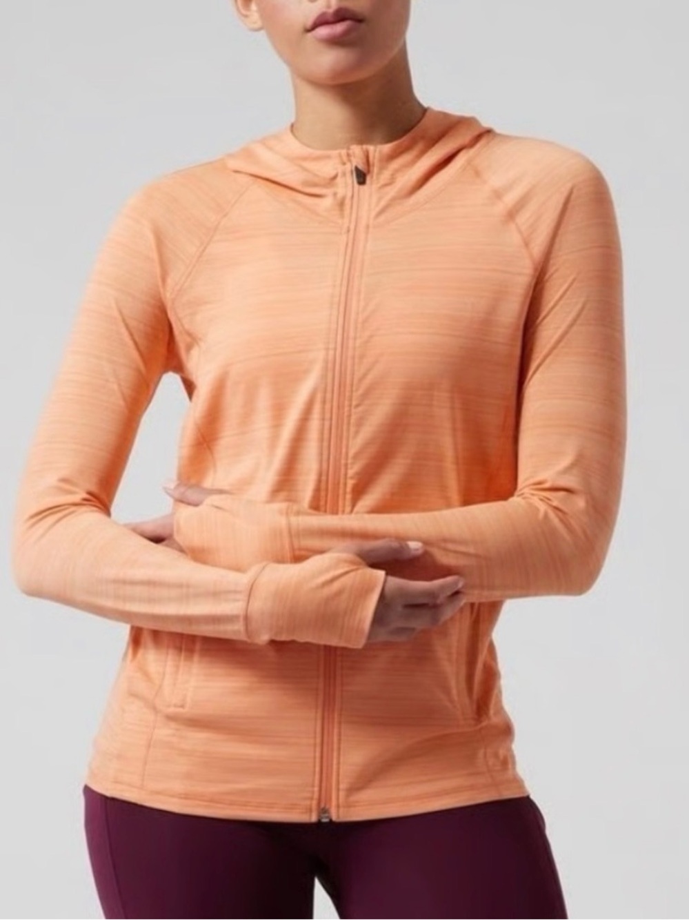 Athleta Pacifica Illume UPF Relaxed Jacket Cactus Peach Stretch Zip Up Hood (w)